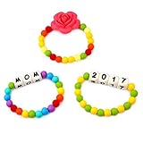 Accmor Teething Bracelet for Mom to Wear & Baby to Chew Bracelet Set of 3 Stylish Silicone Baby Teet