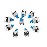 uxcell タクタイルスイッチ プラスチック 金属 プッシュボタンスイッチ セルフロック 7mm x 7mm 6ピン DIP 10個入り