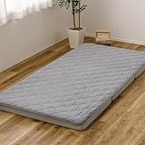 萩原 ズレない 敷きパッド ピターら コットンパイル グレー シングル 約100×200cm 実用新案取得 洗える ゴムバンドなし 綿100％ 春秋 オールシーズン