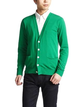 Color High Gauge Cotton V-neck Cardigan 1113-136-2665: Kelly Color High Gauge Cotton V-neck Cardigan 1113-136-2665: Kelly