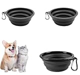 aninako 猫/犬用 給水器 給餌器 【2個】 折りたたみ式 犬猫用ボウル ペット食器 フードボウル 犬 皿 持ち運び 水飲み ペット用品 犬 散歩 水 伸縮 災害 携帯便利 超軽量 登山釦付き (2 個ベージュ)