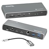 Plugable Thunderbolt 4 ドッキングステーション 100W ホスト充電対応 認証 Thunderbolt ポートx3 デュアル 4K またはシングル 8K モニタ表示対応 2.5Gbpsイーサネットx1 USBポートx4 SDカードリーダー、オーディオポート