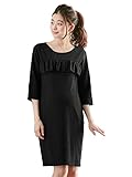 Angeliebe エンジェリーベ マタニティ ワンピース 授乳口付き フロント ラッフル フリル ワンピ 妊婦服 産前 産後 お呼ばれ フリー ブラック 21911 21911300