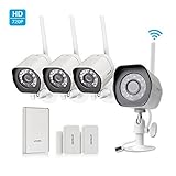 Zmodo Wireless 720p HD Smart Home Security Camera System(4-Pack) w/ Zmodo Beam and 2 Pack of Door/Wi