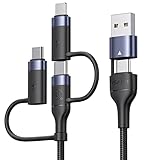 充電ケーブル 6in1 ケーブル PD60W 急速充電 USB TYPE C ケーブル 2M USBケーブル 高速データ転送 変換アダプタ USB C + USB A to タイプC/Ph0ne/マイクロ 一本多役 充電ケーブル3in1 多機能充電コード ナイロン編み 多機種対応 正規充電器対応(ブラック)