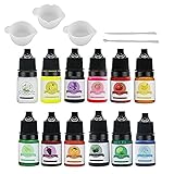 レジン 着色剤17点セット カラフルレジン着色料5ml12色セット 調色カップ3個 スティック2本セット カラーレジン