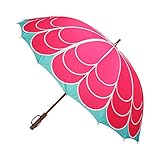 和柄テキスタイル16本長傘-菊 ピンク(きく)