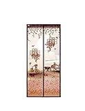 玄関網戸 虫よけ マグネット式ドアカーテン メッシュ コーヒー (100x210cm)