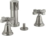 KOHLER K-13142-3A-BN Pinstripe Pure Vertical Spray Bidet Faucet with Cross Handles, Vibrant Brushed 