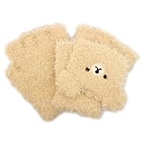 ニット手袋 指切り キッズ 女の子 子供用 クマ柄 伸縮 ニットグローブ ベージュ キッズ