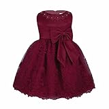 (アイム)iiniim　ベビー　パーティー　フレアワンピース　キッズ用　誕生日　ドレス　フォーマル　ノースリーブ　リボン飾り　蝶結び　ワンピース　チュチュ　正式　百日祝い　発表会　プリンセス ワインレ