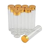 Jarvials無料配送12個セット60mlゴールドカバー 蓋 ガラス瓶，絶妙で美しい DIYホリデーギフト結婚式の装飾小さな贈り物最良の選択，茶の葉 ふんまつ キャンディ えきたい とうがらし調味料貯蔵し (60ml, ゴールデン)