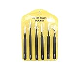 URIJK ピンセット 精密 ESD 6本セット 防磁 静電気防止 極細 ステンレス製 ツイーザー 収納袋付 ブラック