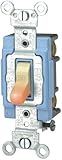 Leviton 1203-LHI 15 Amp, 120 Volt, Toggle Lighted Handle, Illuminated Off 3-Way AC Quiet Switch, Ext