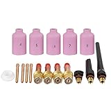 WP-17/18/26 TIG溶接機用 ガスレンズコレットボディ消耗品 お手入れ用のクロス付き 17pcs セラミックノズル コレット バックカバー トーチヘッドセラミックマット