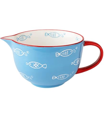 Amazon｜Hubiuyo かわいい柄キッチン陶器混合ボウル注ぎ口と