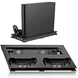 USB冷却ファン For PS4 Slim縦置きスタンド 冷却ファン 冷却台 コントローラー充電器 2台同時充電可能 デュアル冷却ファン付き 冷却垂直スタンド 充電ステーション 充電ドック 三つUSB HUBポート 急速充電 冷却ファン収納スタンド 互換性 多機能 省スペース 安定向上 for PS4スリムコンソール用縦型スタンド