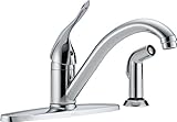 Delta Commercial 400LF-HDF Classic Single Handle Centerset Kitchen Faucet with Spray Chrome [並行輸入品]