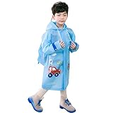 Hibote レインコート 雨具 キッズ レインウェア 男の子 女の子 小学生 通学 バイザー付 110cm-120cm カッパ ランドセル 新学期用 リュックサックにも対応 ブルー M