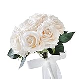 【Blooming＆me】フラワーデザイナー推薦 枯れない 高品質 上質な造花 薔薇 クリーミーローズ 10輪 [並行輸入品]