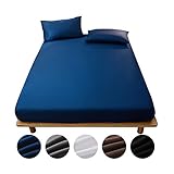ボックスシーツ 吸水速乾 シーツ ベッドカバー マットレスカバー 抗菌・防臭 （ダブル・140×200cm ネイビー）厚さ5 cm～30 c