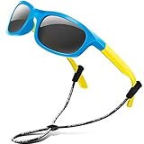 RIVBOS（リバッズ）RBK1511 キッズ 子供用サングラス 偏光レンズ ゴムフレーム UVカット ボーイズサングラス ガールズサングラス (スカイ　ブルー)