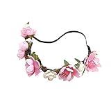 Merssavo ボヘミアの花のヘアバンド赤ちゃんの子供花のクラウン - ヘッドバンドの結婚式の女の子のヘッドウェア（ピンク）