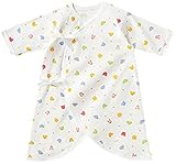 MIKIHOUSE FIRST(ミキハウスファースト)『ピュアベール』天使の肌着カラフルどうぶつ柄のフライスコンビ肌着 ６０ｃｍ,白（01）