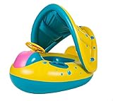 インフレータブルベビープールフロート、TechCode 0 – 18ヶ月ベビーセーフソフト母ベビー水泳シートリングと背もたれ、ダブルPerson Swim Float、インフレータブル水泳リングプール