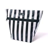 消臭おむつポーチ(ファスナー) モノトーン おむつバッグ 外出 日本製 wide stripe(broadcloth・black) B1205100