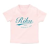 名入れ Tシャツ / ベビーサイズ [BT16] 90cm ライトピンク×ブルーロゴ 出産祝い 誕生日 プレゼント おしゃれな 名前入り ベビー服