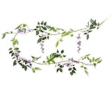 miracliy人工花つる2個6.6 Ft FakeシルクWisteriaアイビーつるラタンHanging Garlandホームパーティーウェディング装飾 パープル