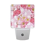Alaza美しいフラミンゴ鳥Polka Dot LED Night Light Dusk to Dawnセンサープラグin Night Home Decorデスクランプfor Adult