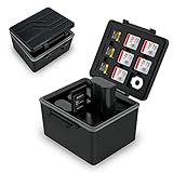 JJC デジタル一眼レフカメラバッテリー&SD Micro SD XQDカードケースホルダー Canon LP-E6 LP-E6N LP-E6NH Nikon EN-EL15 EN-EL14 Sony NP-FZ100 Fujifilm NP-W126 NP-W235バッテリーなどに対応 1.5x0.9x2.4インチ以下