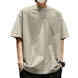 [Luxiwear] tシャツ メンズ 半袖 夏服【綿100%透けづらい·ソフトな肌触り·着こなしやすい】ティーシャツ 6.5オンス オーバーサイズ 丸首 無地 カットソー トップス おしゃれ (M, ブラック)