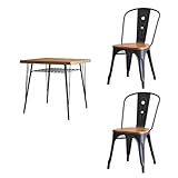 ブラック／ダイニングセット パイン材 スチール シンプル ブルックリンテイスト アーチ型 ホワイト ブラック