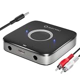 SONRU Aux Bluetooth レシーバー 車 ブルートゥース レシーバー Bluetooth 5.3 受信機 AUXとRCAケーブル付き 15時間再生 ハンズフリー通話 2台同時接続 自動車/スピーカー/カーラジオ/ホームステレオシステム用