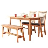 3244 ダイニング４点セット 4人用 オーク テーブル W120 ダイニングチェア 2脚 ベンチ1台 ( MTS-086 MTS-092 MTS-090 )