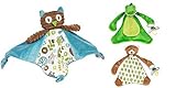 Maison Chic Rattle Head Blankie and Paci Blankies Set of 3 Owen the Owl, Cocoa the Bear and Danny th