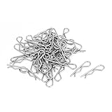 uxcell コッタークリップピン　クリップピン　シルバートーン　Rスプリット　304ステンレス鋼　50個 1.8mm x 35mm