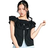 [Ziddy] [ジディ] 2WAY肩見せフリルブラウス ブラック 130cm