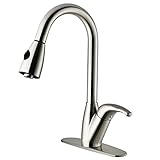 VIGO Romano Single Handle Pull-Down Spray Kitchen Faucet with Deck Plate, Stainless Steel [並行輸入品]