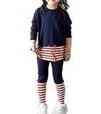 Candykids　上下セットアップ 韓国風 子供服 女の子 ガールズ　長袖 カットソー ロングパンツ 2点セット ベビー服 子供服 女児 ガールズ 女の子 (100cm)