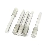 uxcell ダイヤ軸付砥石　電着砥石　6mmの柄　8mmのシリンダヘッド　5本入り　円筒形