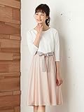 Angeliebe エンジェリーベ マタニティ ワンピース 授乳口付き リボン付き レイヤード風 ワンピ 妊婦服 産前 産後 お宮参り L ホワイト×ピンク 21861 21861270