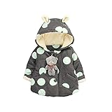 Pojour ベビー服 子供服 女の子コート 冬 防寒 かわいいドットジャケット おしゃれフード付きコート 裏毛 厚手 暖かい 綿 ベビールームウェア 普段着 カジュアル 旅行 記念日 プレゼント