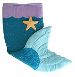 Quilted & Embroidered Mermaid Tail Blanket (Ages 3 - 12) Sleeping Bag Sack Nap Mat with Pocket & Fle