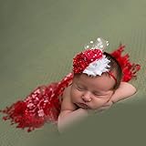 Lovoski 赤ちゃん　ベビーラップ　柔らかい　レース　トリム　ショール　記念写真　撮影道具　全12色 - レッド