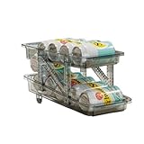 Cutdred【新登場＆伸縮式】缶ストッカー 缶収納ラック 缶ビールホルダー 250ML/350ML/500ML缶用 10本対応 伸縮式 冷蔵庫用 収納ラック ュース収納ラック 二重仕上げラック 省スペース 取り出しやすい 缶ディスペンサー 可動式 整理特集 キッチン収納 シンプル おしゃれ (青,2個)