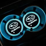 車用 LED スバル 車用コースター LEDライトマットパッド カップホルダー RAV4 プラド マークｘ ハリアー アクア ルーミー アルファード ヴェルファイア ノア ヴォクシー ウィッシュ シェンタ 光る 明るさセンサー 自動点灯消灯 イルミネーション 丸型 2個セット (スバル)